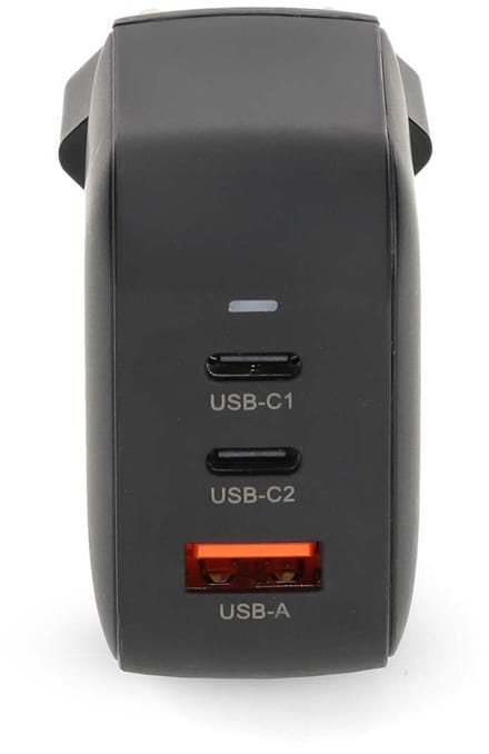 Nedis Oplader - 70 W - GaN - PD3.0 / PPS - 1.5 / 2.25 / 2.5 / 3.0 / 3.5 A - Outputs: 3 - USB-A / 2x USB-C - Automatische Voltage Selectie - Zwart