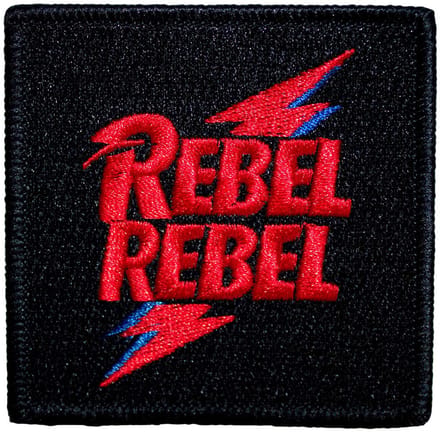 David Bowie - Rebel Rebel Pink & Blue Patch - Zwart