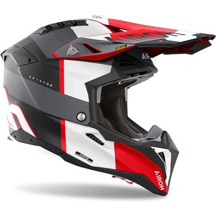 Airoh Aviator 3 Monarch Matzwart Grijs Rood Crosshelm - Helm