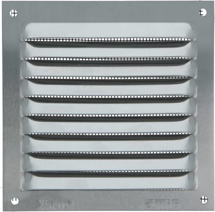 Vierkant Aluminium Ventilatierooster met Muggenhor | Luchtrooster 100x100mm Zilver