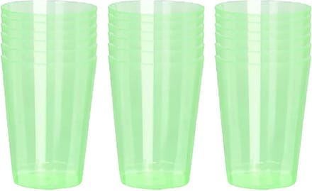 Excellent Houseware Beker - 18x - groen - kunststof - 280ml - herbruikbaar glas