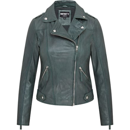 Groen leren bikerjack voor dames - Denver