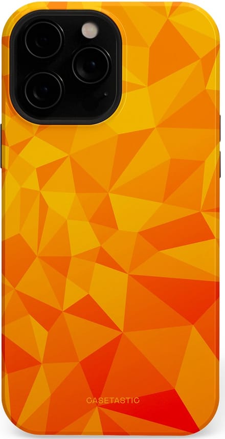 Casetastic hoesje geschikt voor Apple iPhone 13 Pro Max - MagSafe - Dubbellaagse bescherming - Citrus Polygoon - Fashion Case - Oranje Okergeel