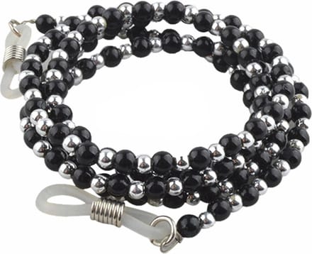 Fako Bijoux® - Brillenkoord - Ketting - Balletjes - 4mm - 65cm - Zwart/Zilver