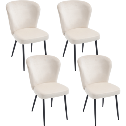 Galeria Kaufhof Kaufhof eetkamerstoel van fluweel met vier poten, set van 4, beige