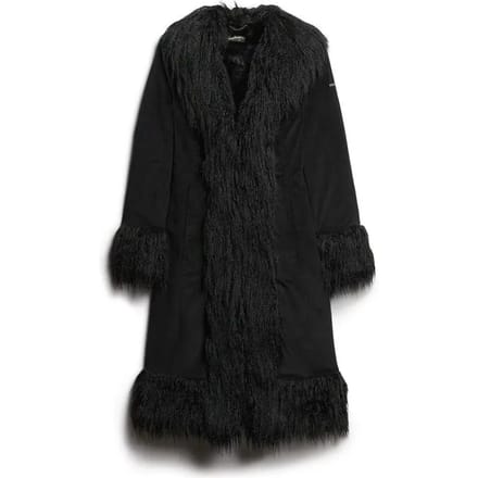 Superdry Lange Afghaanse Jas Black Grootte: 38