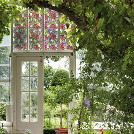 Transform Zelfklevende Raamfolie - Glas In Lood Bloemen Multi - 45 X 200 Cm