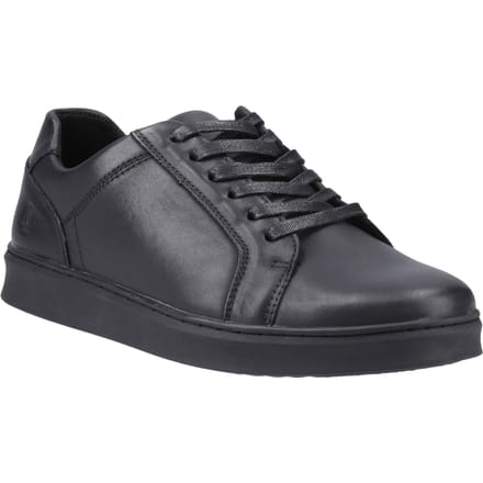 Hush Puppies Madden Leder Heren Zwarte Sneakers