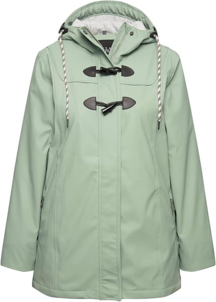 Ulla Popken - Dames - HYPRAR regenjas waterdicht capuchon ritszakken - Mintgroen - Maat 46+
