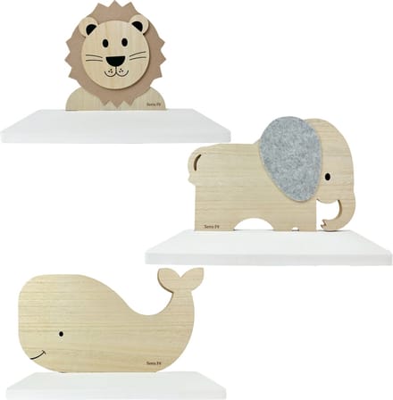 Serra Fé - wandplank kinderkamer - set van 3 wandplanken van 35 cm - hout