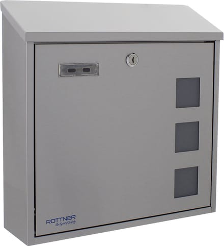 Rottner Brievenbus Nora RVS - 36x36x10 cm - Inworp: 34,5x3,5 cm