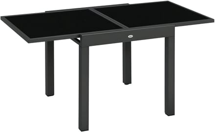 Bresht Uitschuifbare Tuintafel - Uitschuifbaar tafelblad - Voor dagelijks buitengebruik - Zwart - Aluminium - 160 × 80 × 75 cm