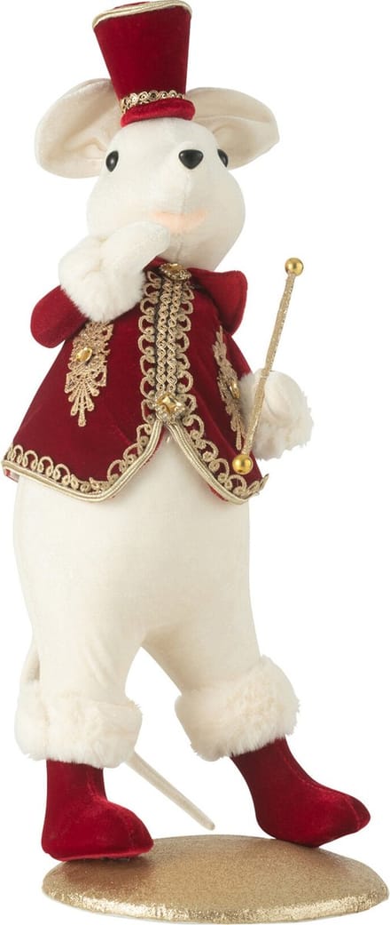 J-Line figuur Muis Majorette Staand - polyfoam/textiel - rood/goud