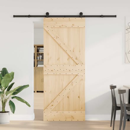 vidaXL - Schuifdeur - NARVIK - Naturel - en - Zwart - 85 - x - 210 - cm - (213,5 - cm)