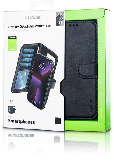 Rixus Duo Magnetic Detachable Wallet For Apple iPhone 13 Black