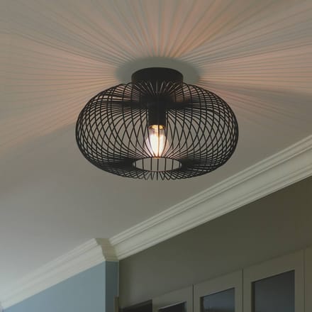 Nordlux Beroni plafondlamp, metaal, zwart
