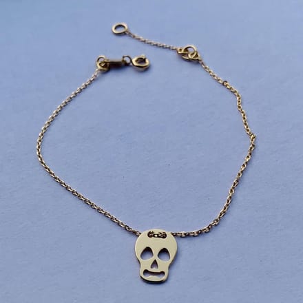 Minimalistische armband doodshoofd / skull | AG925 | Goudkleurig
