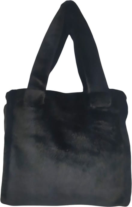 Qischa - Handtas - Tote bag - furry - zwart