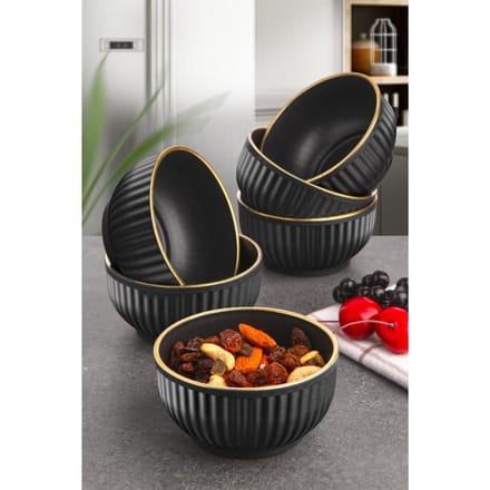 Asir - Dinerset - eetset - servies (6 stuks) – Zwart