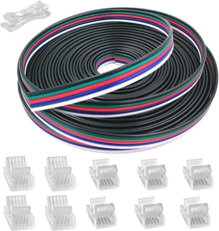 10 meter LED-verlengkabel met 5-polige connector voor ledstrips