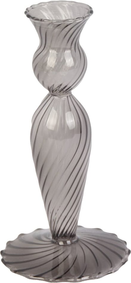 Present Time Kandelaar - Glas Swirl Zwart Klein