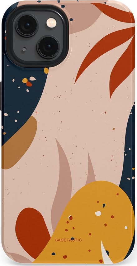 Casetastic hoesje geschikt voor Apple iPhone 13 - MagSafe - Dubbellaagse bescherming - Terravorm - Fashion Case - Zand Donkergrijs Perzik Okergeel