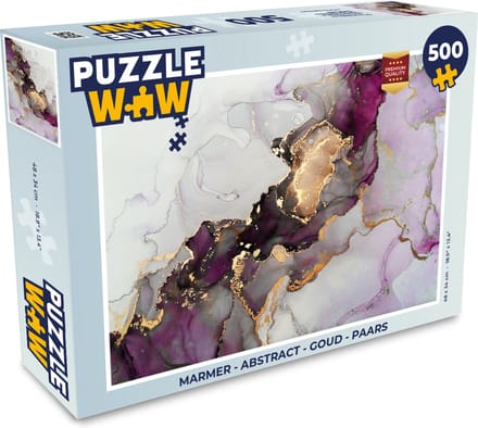 Puzzel Marmer - Abstract - Goud - Paars - Legpuzzel - Puzzel 500 stukjes
