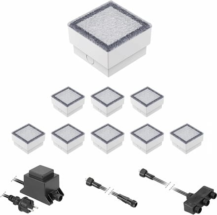LED Stoeptegel - Grondinbouwlamp Tuin - Oriëntatie Donker - Beloopbaar 500kg - Set van 9 - Warm Wit