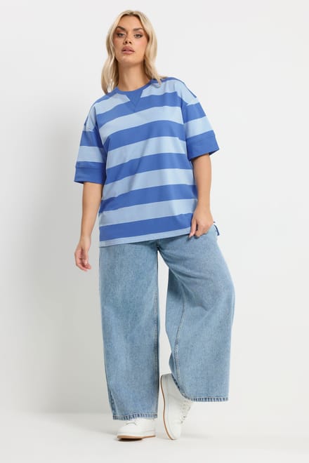 Yours Blauw Gestreept Zwaar Tshirt Size 42