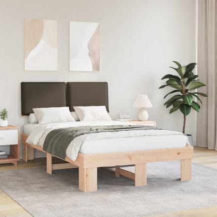 vidaXL - Bedframe - met - Gevoerde - Hoofdbord - Taupe - 120 - x - 200 - cm