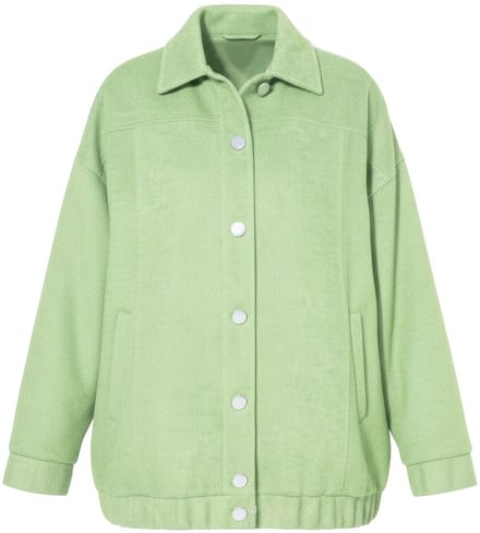 Studio Untold - Dames - Blousonjasje langer en oversized wollen look - Appelgroen - Maat 46+