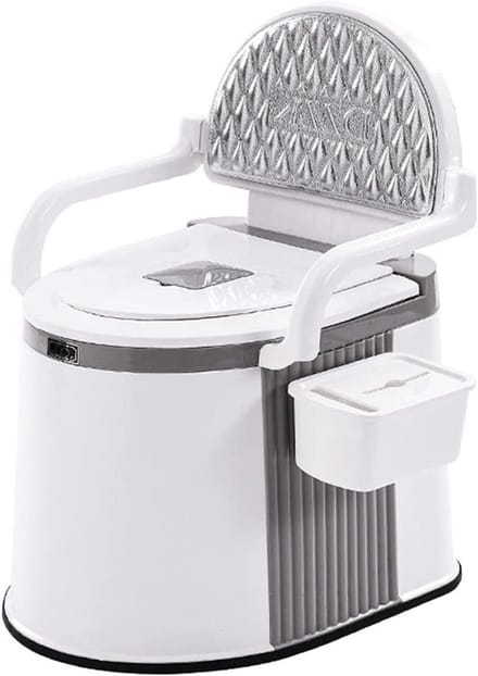 Commode Toiletstoel - Draagbare Zitting - Veiligheid Thuis - 3-In-1 Ontwerp - Tot 150KG - Grijs