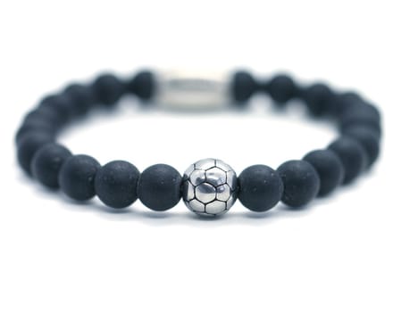 IbizaMen KIDS - Jongens - armband - onyx - voetbal - RVS - 6mm - 16cm