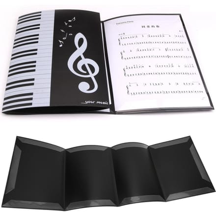 Muziekpartituurmap A4-formaat 4 pagina's Muziekthema Partituurmap voor Pianist black