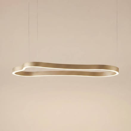 Lucande LED hanglamp Vikali, goud, CCT, dimbaar, 90x45 cm