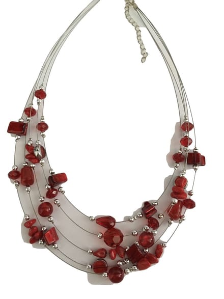 Petra's Sieradenwereld - Ketting laagjes rood (606)