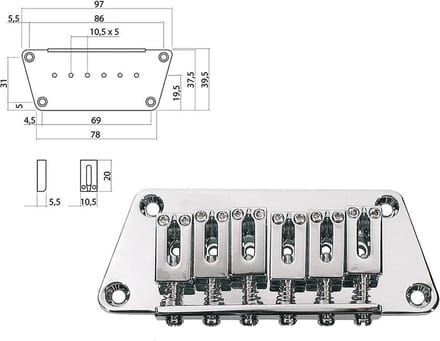 Boston B-1540-C Brug-Staartstuk - Chroom, 10,5 mm