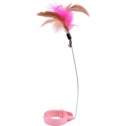 Verstelbare, flexibele, grappige en interactieve kattenhalsband met veren en belletje voor binnenspelen met je kat, roze. roze