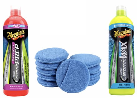 Meguiar's Hybrid Ceramic Liquid Wax - Keramische Wax + 10 microvezel wax pads + Hybrid Ceramic Pre-Wax Prep