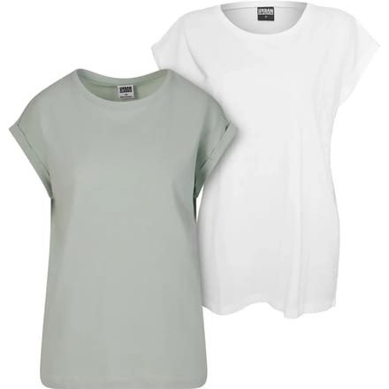 Urban Classics - Extended Shoulder 2Pack Top - L - Mintgroen/Wit