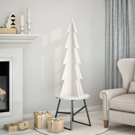 vidaXL - Kerstdecoratie - kerstboom - 112 - cm - massief - grenenhout - wit