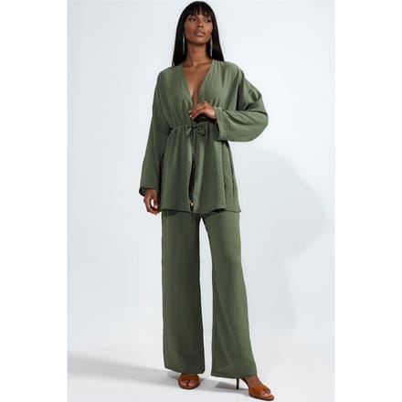 Twee-delige Wijde Pantalon Kimono Set