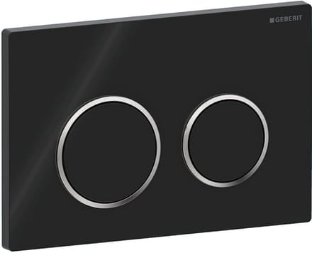 Geberit Omega20 bedieningsplaat - 2-toets spoeling - rond - zwart glans chroom wit