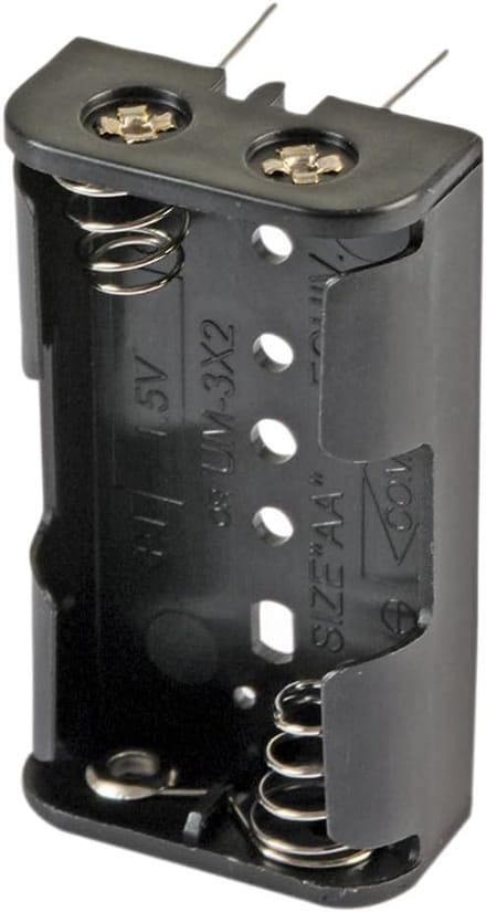 Batterijhouder - 2x AA Houder - Printplaten - Compact Ontwerp - Zwart