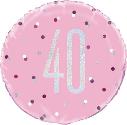 Helium Ballon 40 Jaar Roze 45cm leeg
