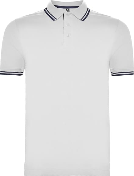 Heren polo 'Montreal' merk Roly maat M Wit/Donkerblauw