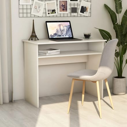 vidaXL - Bureau - 90x50x74 - cm - bewerkt - hout - wit