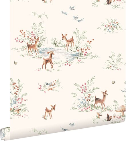 ESTAhome behang hertjes licht crème beige - 50 x 900 cm - 131428