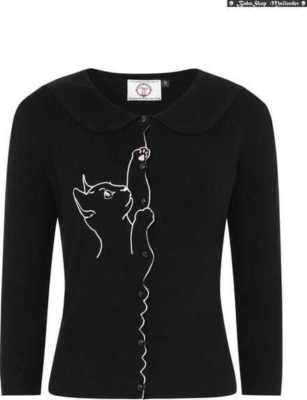 Dancing Days - CAT SCALLOP COLLAR Cardigan - L - Zwart