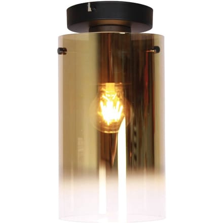 Freelight Ventotto plafondlamp, zwart/goud, Ø 15 cm, glas
